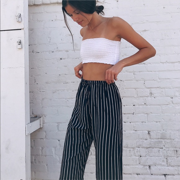 Brandy Melville Pants - Brandy Melville navy striped Frankie pants new